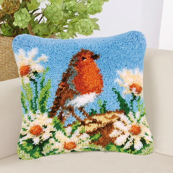 

Latch Hook Cartoon Cushion Embroidery Carpet PillowCase DIY Flower Craft Cross Stitch Needlework Crocheting Sofa Accessories