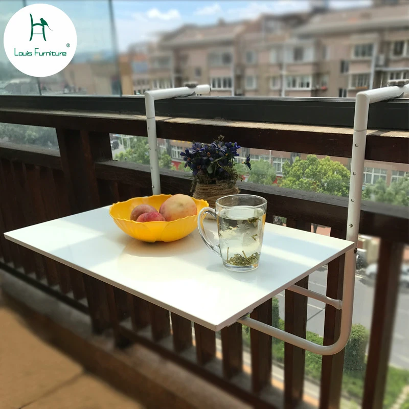 Louis Fashion Mesa colgante para balcón, hierro mesa plegable creativa, barandilla, alféizar de ventana montado en la escritorio de ocio| | - AliExpress