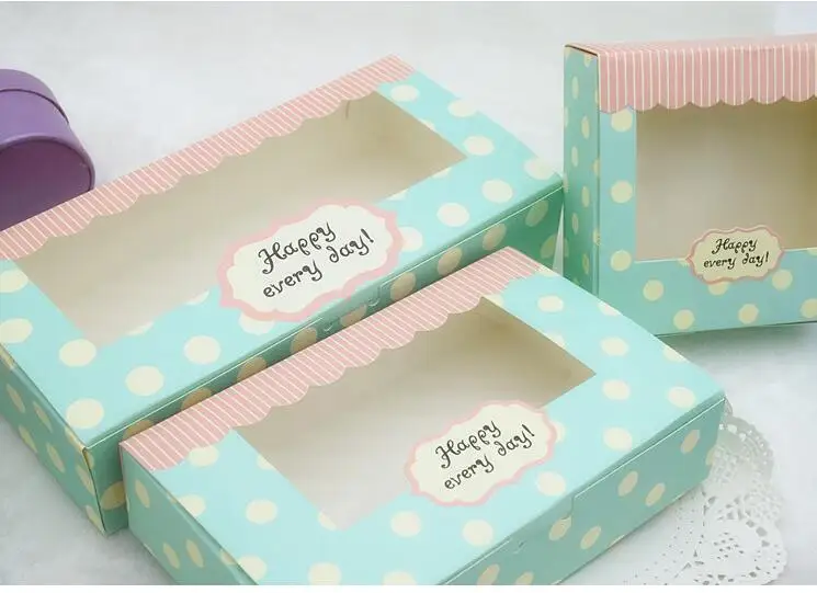 

20PCS Paper Gift Box With Window Wedding Kraft Paper Cake box Food Packaging Candy Cookies Cupcake Packaging Box Window Cake Box