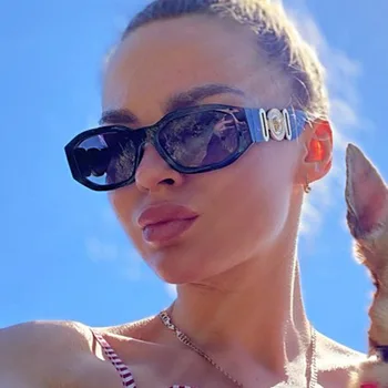 

Luxury Vintage Small Rectangle Sunglasses Women Brand Designer 2020 Steampunk Black Leopard Gradient Sun Glasses Female Shades