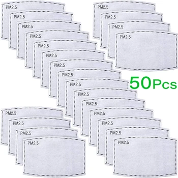 

50pcs PM2.5 Activated carbon Disposable Mask Pad Filter paper Disposable Masks Anti-dust Safe protective Adult Child