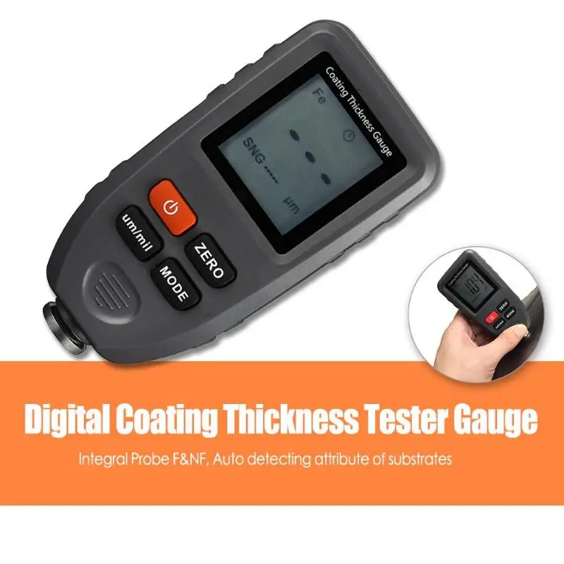 

TC100 Digital Mini Coating Thickness Gauge Meter Paint Tester for Car Instrument Built-in Black Light for Convenient Reading