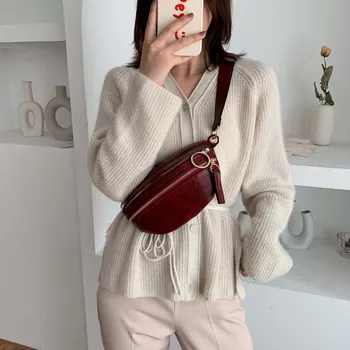 

2020 Vintage Crossbody Bolsa De Couro Das Mulheres Um Ombro Carteira De Cor Sólida Bolsa Crossbody E Saco De Cadeia No Peito