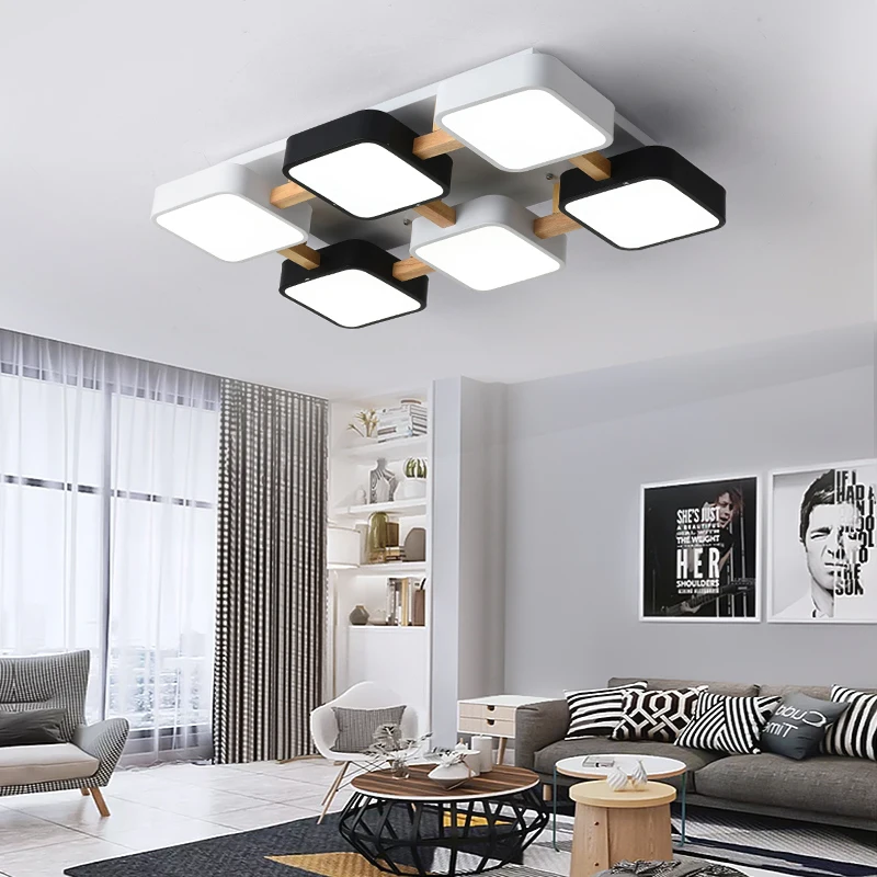Led Ceiling Lights Modern Rectangle Nordic Simplicity With Remote Control Dimmable Fixture for Kitchen Bedroom Living Room