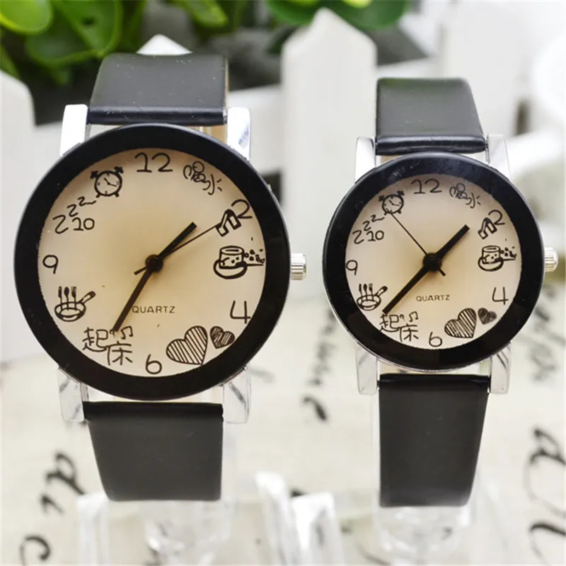 Парные часы с большим столом, простые мужские и wo мужские часы с ремешком, оригинальные креативные студенческие трендовые романтические повседневные модели, кварцевые часы