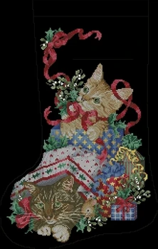 

xiaoyi cotton self-matching cross stitch Cross stitch RS cotton comes with no prints Vermillion - Christmas kitten
