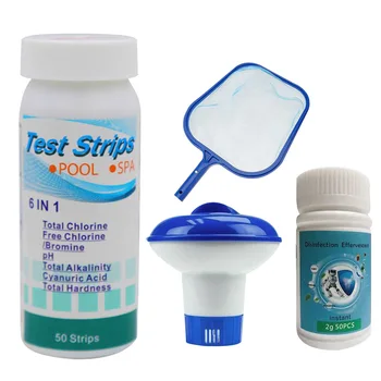 

Test Strips Tools Leaf Net Multifunction Swimming Pool Cleaning Kit Tablets Hot Tub Floating Dispenser Home Accessories
