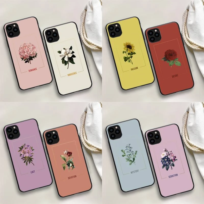 Rose Sunflower Art Aesthetic Phone Case For Iphone 13 12 Mini 11 Pro Max 8 7 6s Plus X Xs 5s Se Xr Capa Phone Case Covers Aliexpress