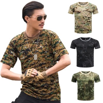 

Outdoor Camouflage Shirts Camping Tactical T-shirts Men Hiking Hunting Quick Dry Short Sleeve Army Camo Military Airsoft Shirts