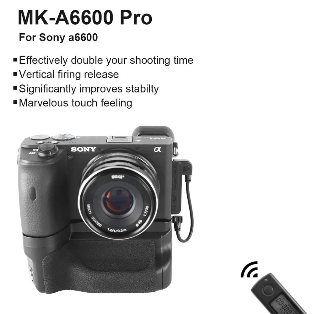 Meike MK-A6600 Pro Remote Control Battery Grip for Sony A6600 Camera
