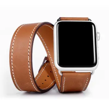 

Genuine Leather strap for Apple watch band 44 mm/40mm 42mm/38mm Double Tour bracelet watchband for iWatch series 5 4 3 2 1 40 38