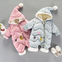 Combinaison d'hiver en coton pour bébé, barboteuse chaude, costume pour nouveau-né, combinaison en duvet pour garçon et fille, vêtements de neige à capuche