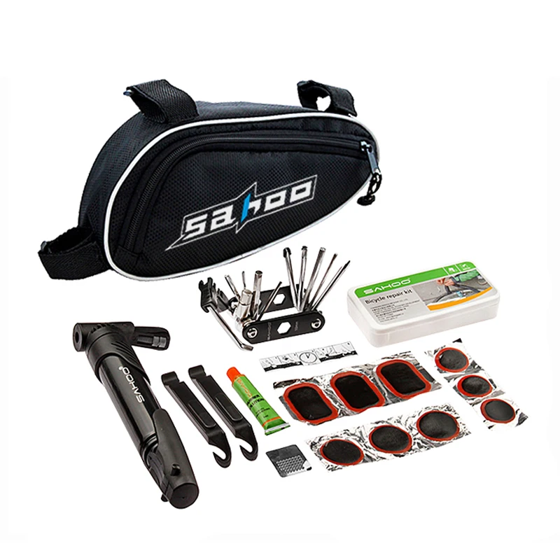 Best SAHOO MIX in 1 Cycling Bicycle Tools Bike Repair Kit Set with Pouch Pump Black Bicycle Accessories Mountain Screwdriver Tool