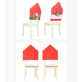 

2Pcs Christmas Decorations for Home Chair Cover Non-Woven Table Red Hat Chair Back Cover New Year Decor