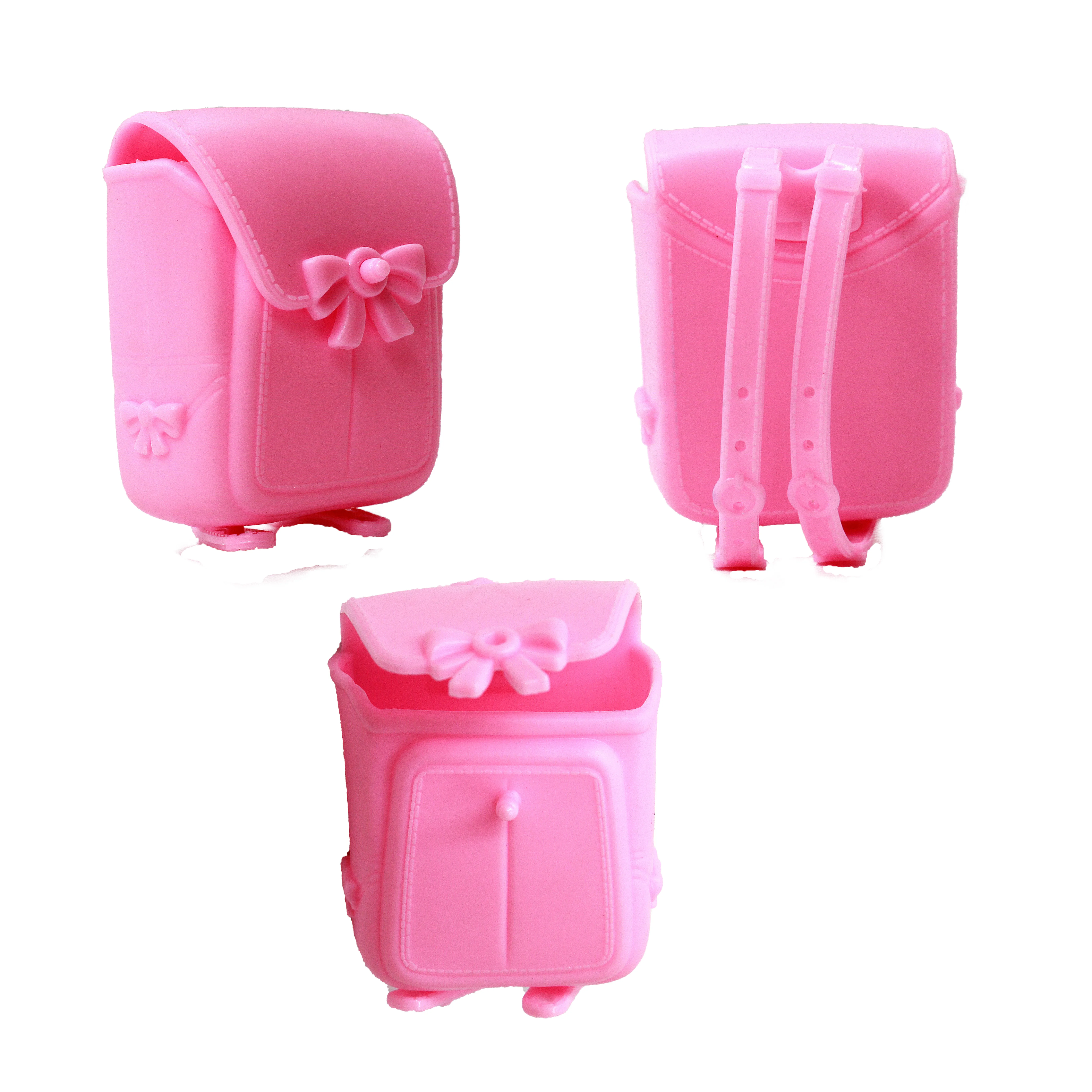1 Pcs Cute Mini Plastic Pink Bowknot Backpack Schoolbag Dolls Accessories for Barbie Doll Kids toys girls | Игрушки и хобби