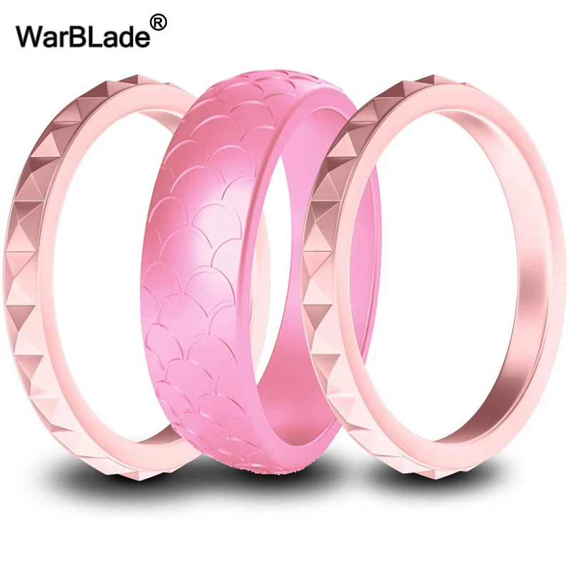 WarBLade Fashion 3mm Thin Stackable Silicone Rings Hypoallergenic Flexible Silicone Finger Ring For Women Wedding Rubber Bands 5
