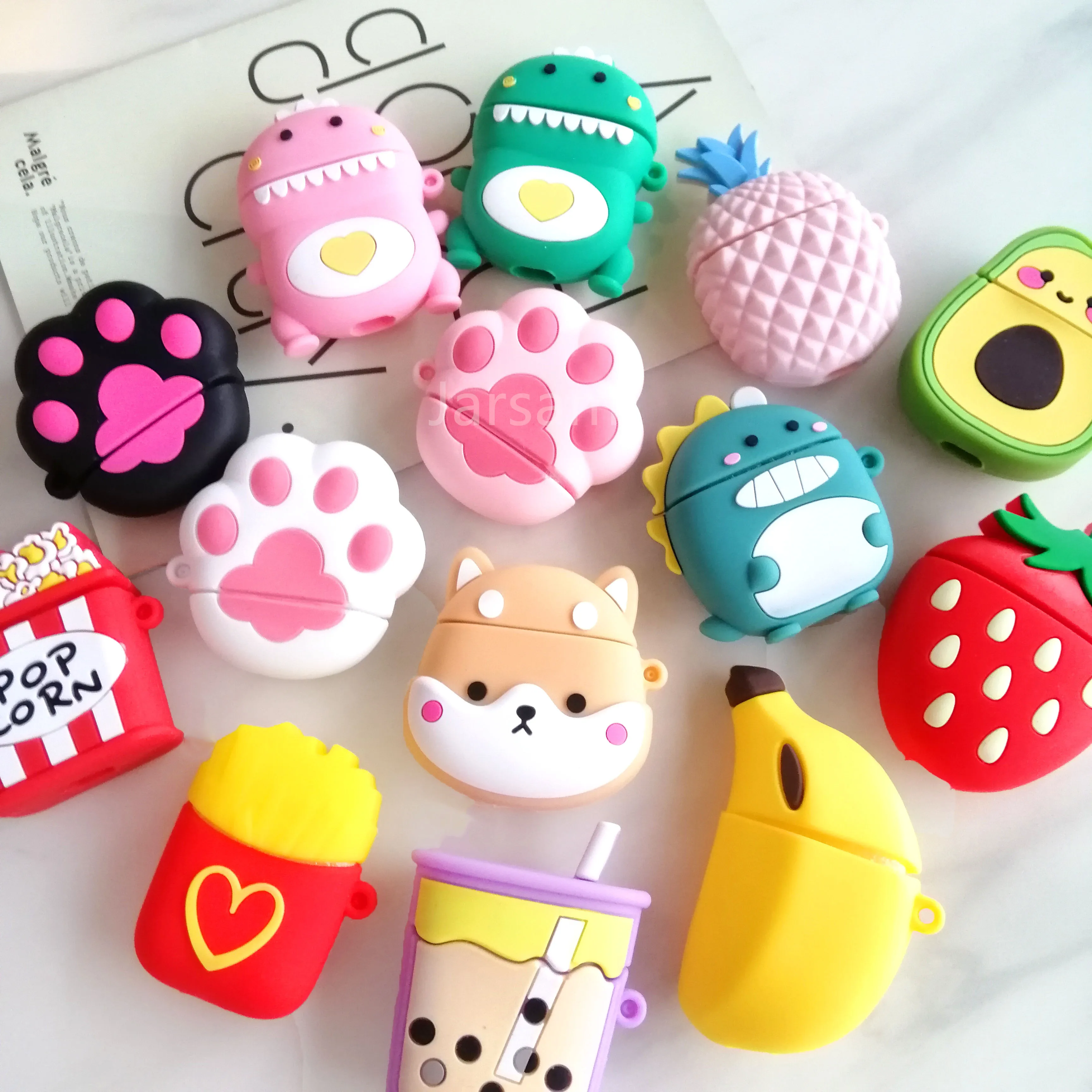 Creativity Cartoon funny cute silicone Case For Airpods 2 1 cover For Air pods 1 2 Case Wireless charging soft Cover Box