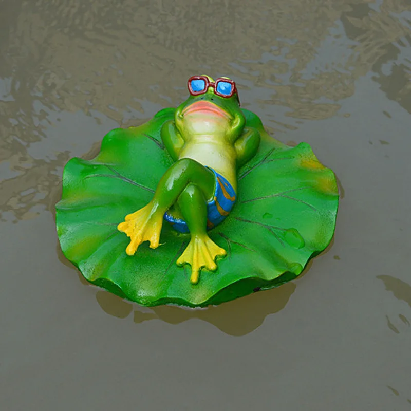 Открытый садовые статуи лужайка бассейн плавающая лягушка Смола Модель скульптура орнамент