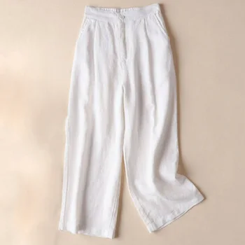 

Womens Plus Size Solid Pants Wide Leg Elastic Waist Baggy Summer Beach Trousers