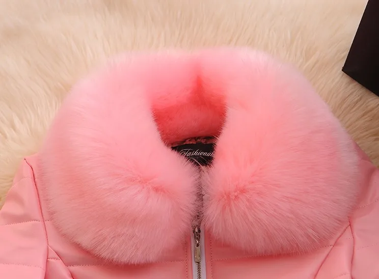 Hot Selling Women's Winter And Autumn Black PU Leather Jacket Motorcycle And Cotton Fur Coat Imitation Fox Fur Coat
