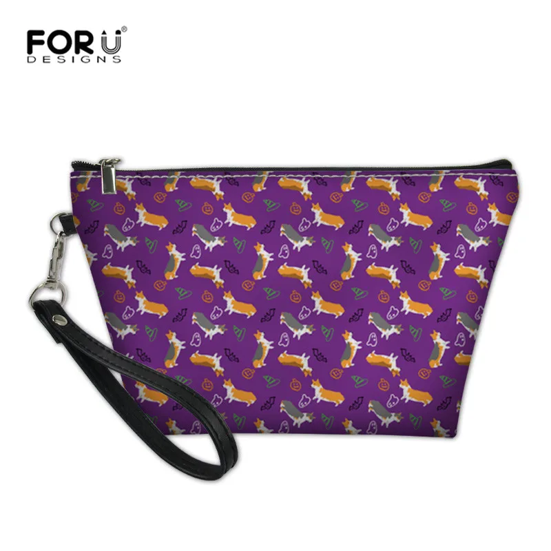 

FORUDESIGNS Pembrokes Pattern Women Cosmetic Bag Portable Travel Organizer Makeup Pouch Cases Toiletry Kit Neceser maquillaje