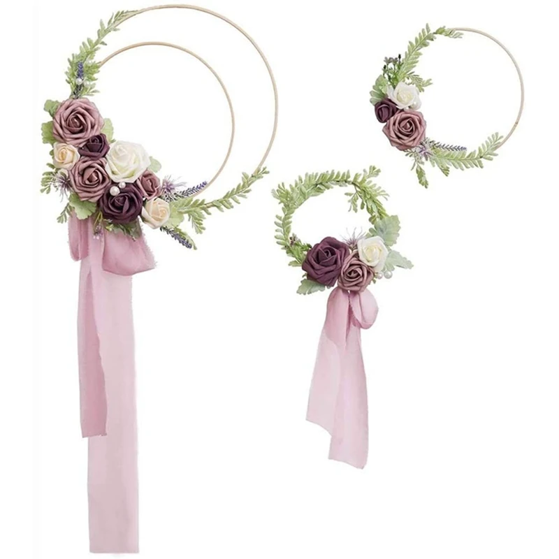 Bamboo Floral Hoop Wreath Macrame Craft Dream Catcher Hoops Rings for DIY Wedding Wreath Decor,Macrame Dream Catcher Promotion 2