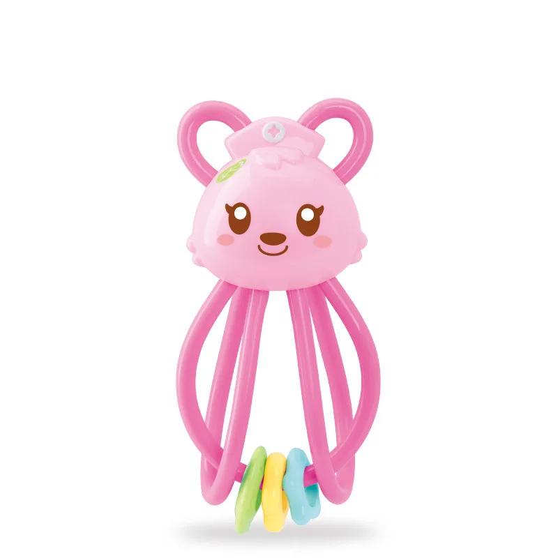pink Teether Красивый дизайн, 0-12 месяцев, детские погремушки, музыкальные подвижные игрушки, стакан, история, машинка, прорезыватель, подарок, Обучающие игрушки для детей - Цвет: pink Teether