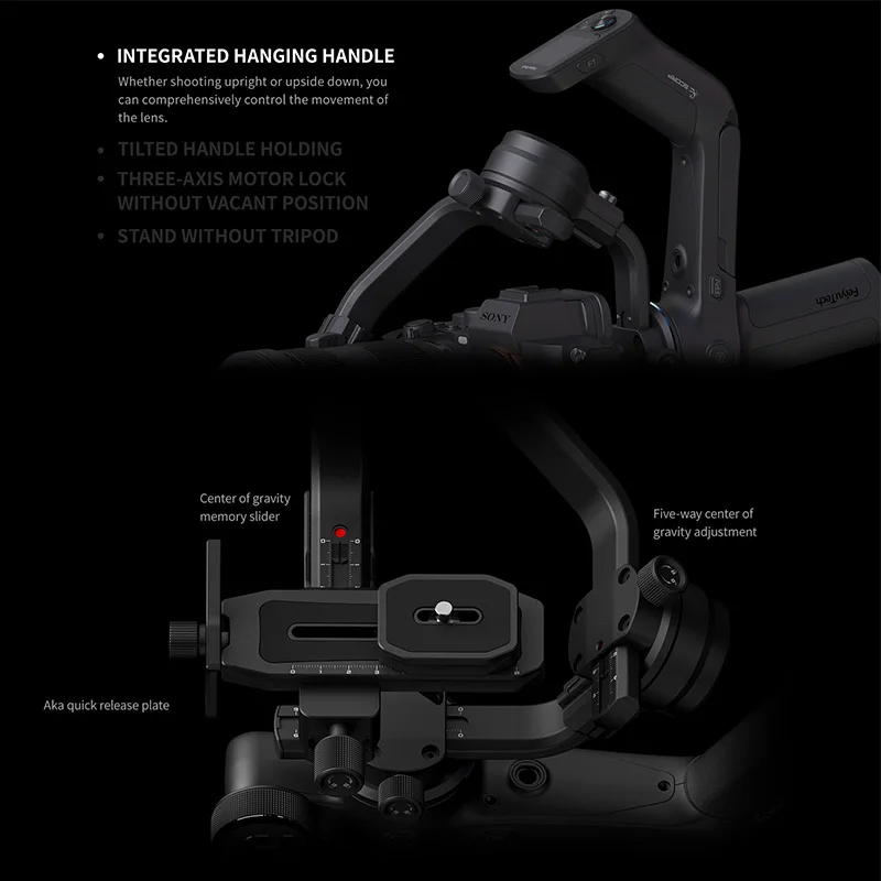 FeiyuTech Feiyu SCORP 3-Axis Handheld Gimbal Stabilizer Handle Grip Display Screen for DSLR Camera Sony/Canon with Pole Tripod