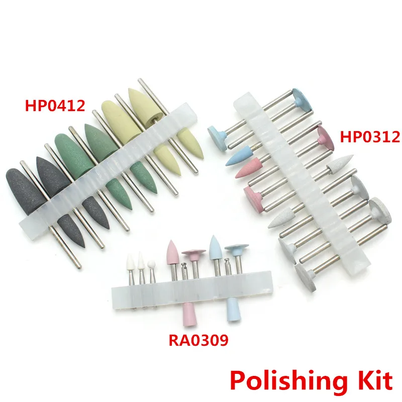 

Dental Composite Polishing Kits For Low-Speed Handpiece Contra Angle RA0309 Resin Base Hidden HP0412 Porcelain Teeth HP0312