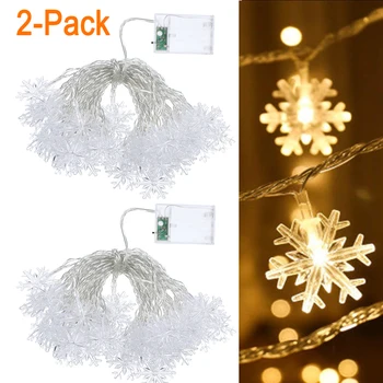 

2 Pack 1.5/2/3/5/6/10m LED Snowflake String Fairy Lights Garland Holiday Hanging Ornament Christmas Tree Party Home Decorations