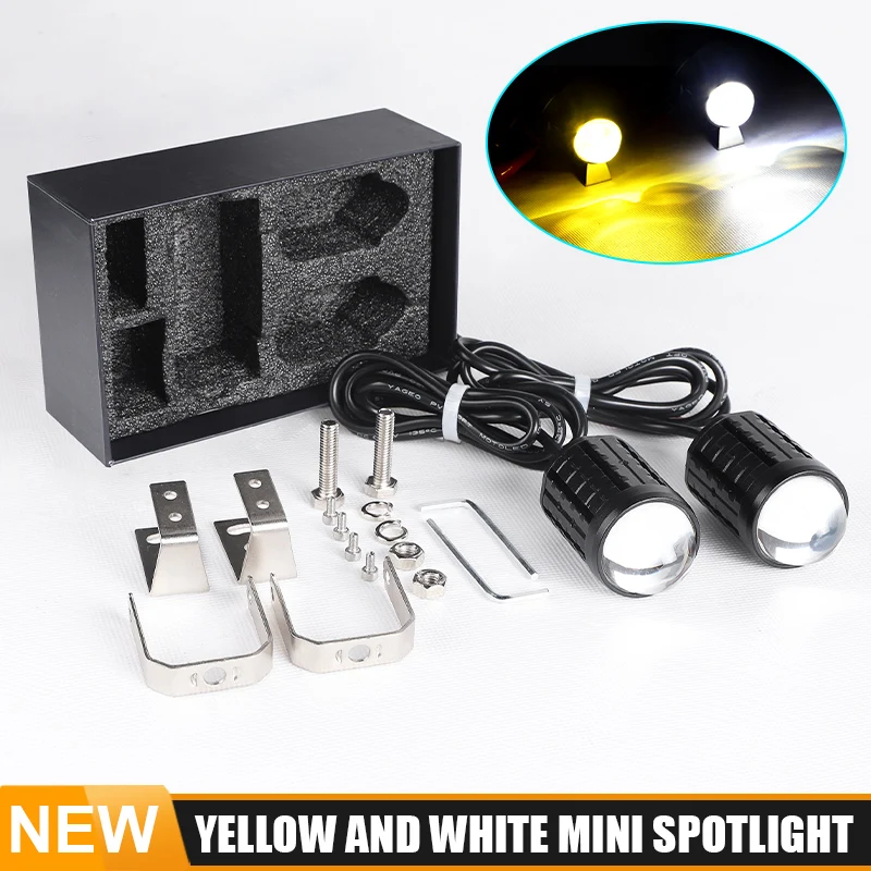 Faro Led antiniebla para motocicletas, luz de 15W, 12V, 24V, Luz De Carretera de doble foco de Color blanco y amarillo para coches, motocicletas, camiones y SUVs, novedad