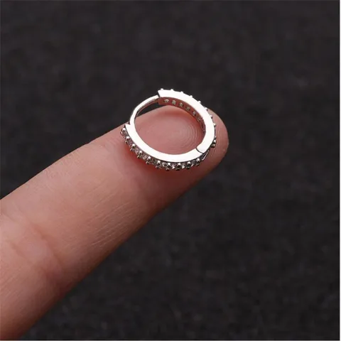 Gold Silver Colour Ear Piercing Jewelry CZ Helix Cartilage Earring Rook Hoop Snug Piercing Ring