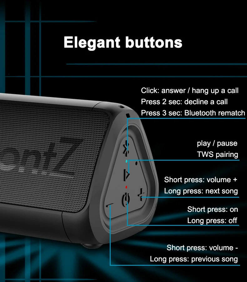 OontZ Angle 3 Bluetooth Portable Speaker, Louder Volume, Crystal Clear Stereo Sound, Rich Bass, IPX5 Splashproof, Rainproof
