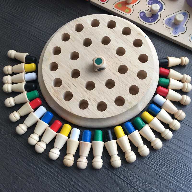 

Kids Wooden Memory Match Stick Chess Game Fun Block Board Game Montessori Educational Color Cognitive Ability Toy for Kids