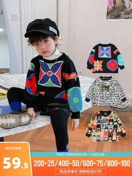 

Boys' cashmere padded warm and hot sweater 2020 Korean version of the tide, big children's winter clothes and foreign clothes