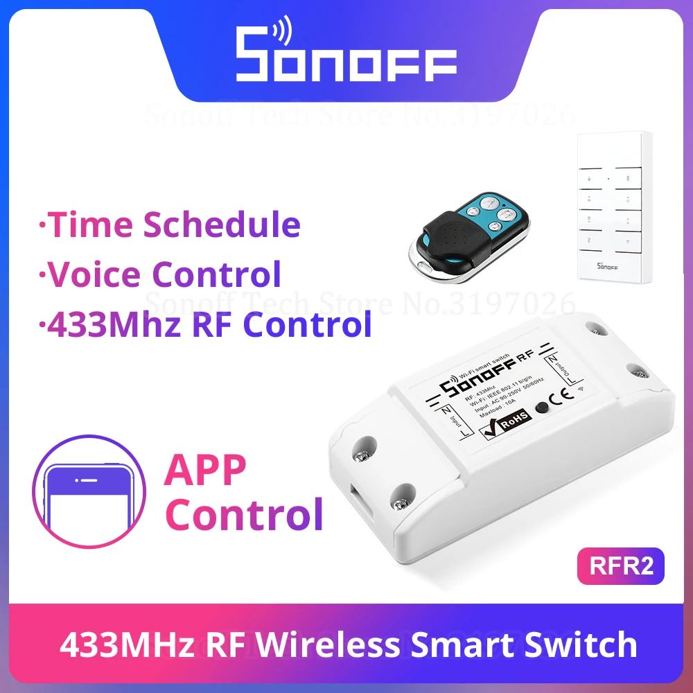 Itead Sonoff RF 433MHZ Smart Wifi Remote Switch Operated Controlled Via eWeLink APP Works With Alexa Google Home IFTTT