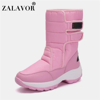 

ZALAVOR 4 Colors Winter Keep Warm Ladies Snow Boots Thick Bottom Comfortable Mid Calf Boots Warm Fur Footwear Size 35-42