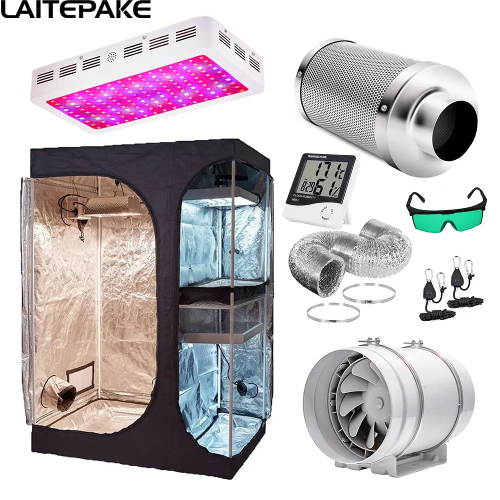 Kit de culture LED pour horticulture hydroponique intérieure, boîte de culture 2 en 1, filtre 4 pouces, 1000W-2000W, fleur phyto, ensemble de 3 pièces