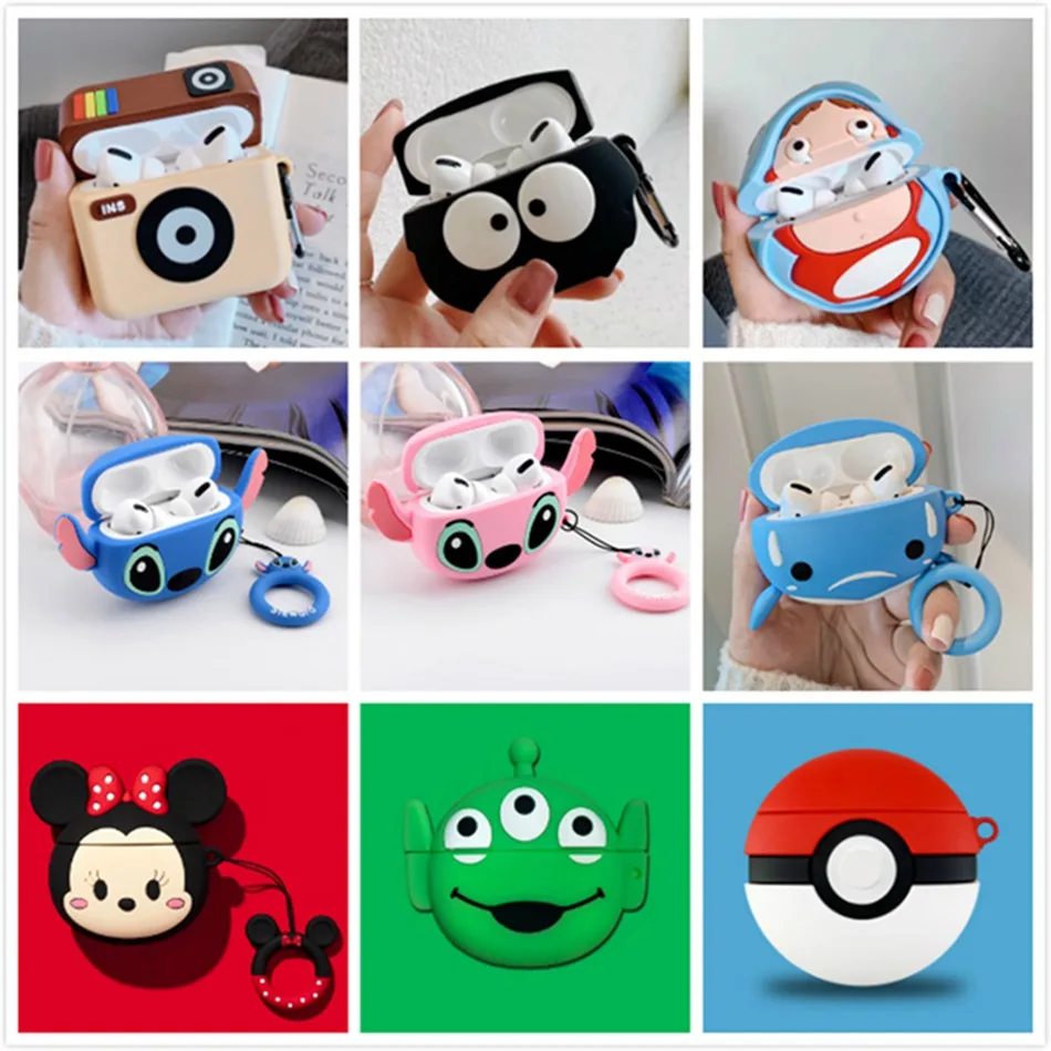 3D Earphone Case For Airpods Pro Case Silicone Stitch Cat Cartoon Headphone/Earpods Cover For Apple Air pods Pro 3 Case Keychain