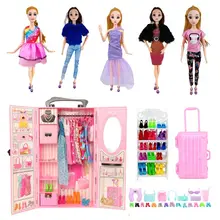 

New Fashion Handmade 109 Items/Lot Doll Accessories Miniature Dollhouse Furniture Wardrobe Shoes Clothes For Barbie DIY Present