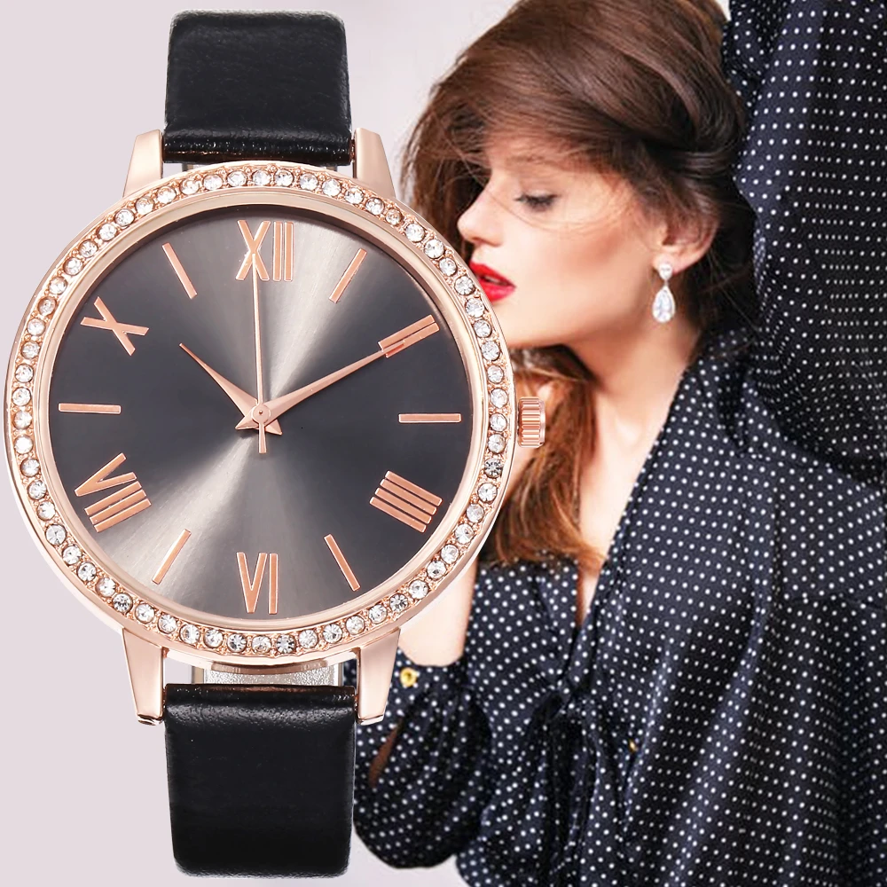 

Top Brand High Quality Fashion Womens Watch Ladies Simple Watches Geneva Faux Leather Analog Quartz Wrist Watch Clock Saat Gift