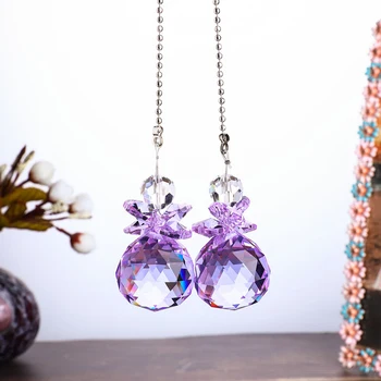 

H&D Purple 30mm Crystal Guardian Angel Hanging Suncatcher Ball Prism Home Wedding Decoration Hand Crafts,Set of 2