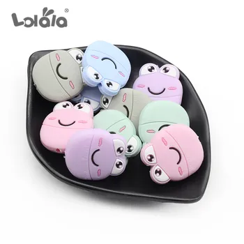 

5colour Cute Frog Silicone Teether 5pcs Mini Baby Shower Gift Food Grade DIY Chew Pacifier Clips Soother Chain Teething Jewelry