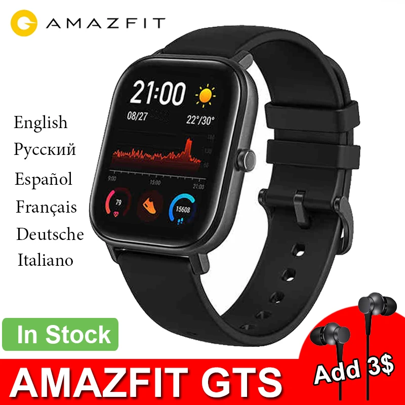 Купить Новые Amazfit GTS глобальная версия Смарт-часы Huami Heart Rate с GPS  5ATM водонепроницаемые умные часы Поддержка Android IOS в интернет-магазине  XR TECH Store по цене 11214.41 руб с доставкой: характеристики, фото и 