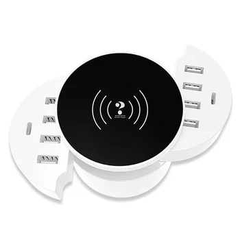 

WIN HOW 10-Port Usb Mobile Phone Wireless Round Charger, Wireless Smart Charging, Multi-Port Charger Socket(Us Plug)