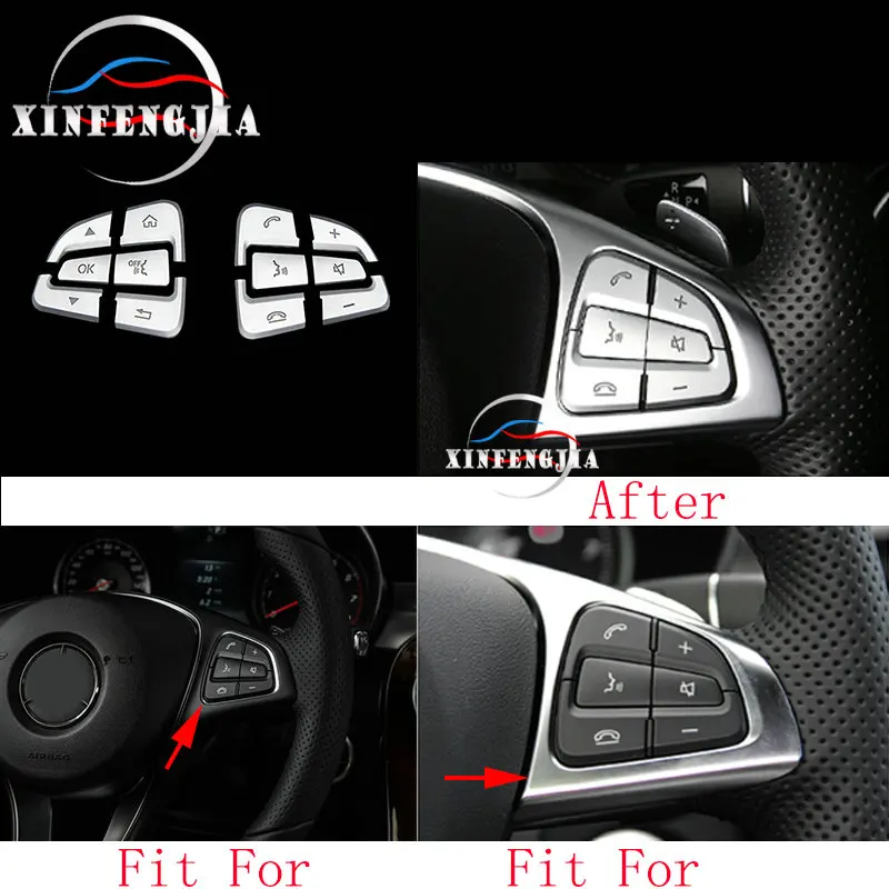 Для Mercedes-Benz A B CLA GLA GLE GLS CLS C класса GLC W205 X253 12x хромированная накладка на кнопки рулевого колеса - Название цвета: A style