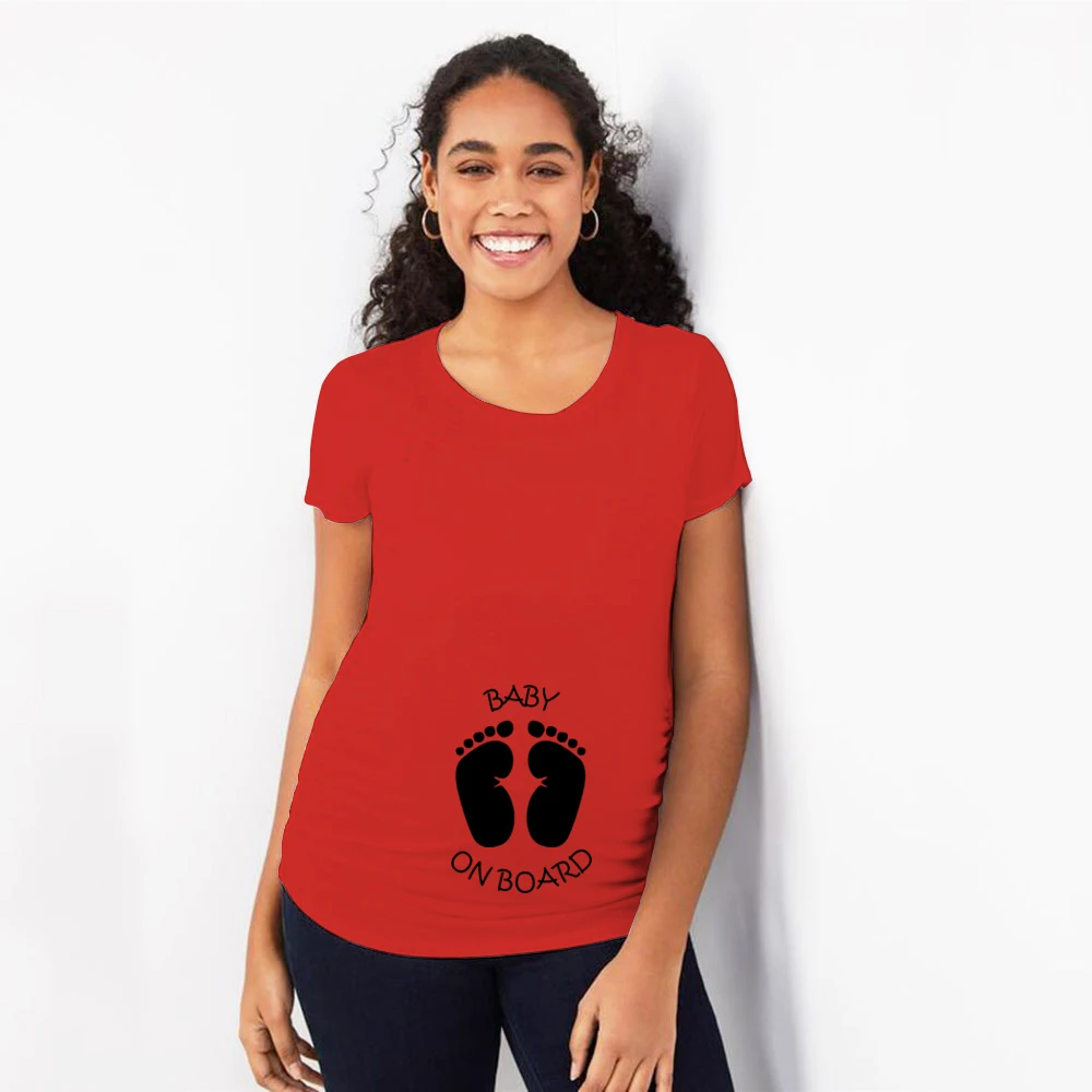 Детские Забавные футболки для беременных размера плюс, летняя модная одежда для беременных женщин, футболки с коротким рукавом для беременных