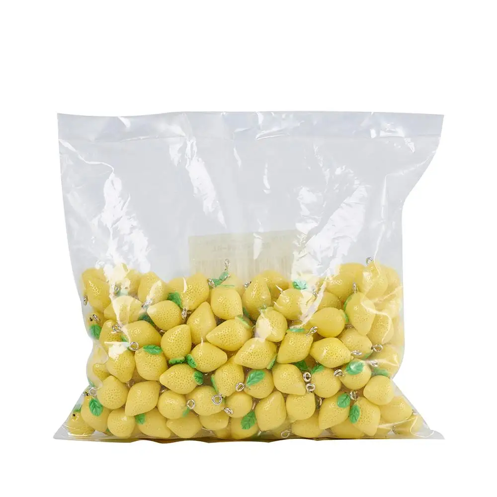 100/200pcs Cute Lemon Pendants Fruit Resin Charms Fit Jewelry Making DIY Necklace Earrings Charms Key Chains Women Accessories 3
