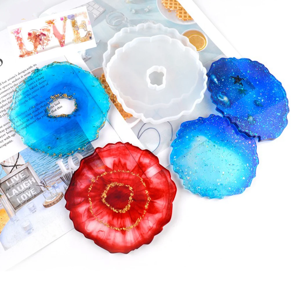 DIY Silicone Coaster Resin Molds, Epoxy Casting Molds Jewelry Making Pendant Mold for Resin, Concrete, Cement, Home Decoration