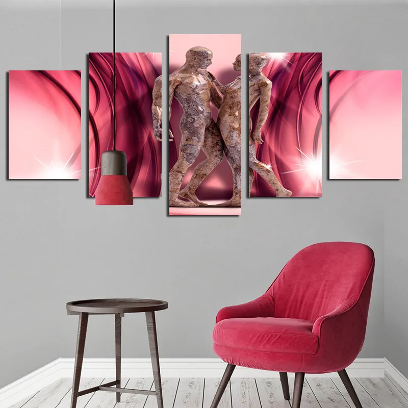 

Modern Decoration Poster Pink Background Character Canvas Painting Picture Hd Print Wall Living Room Bedroom Home Decoration